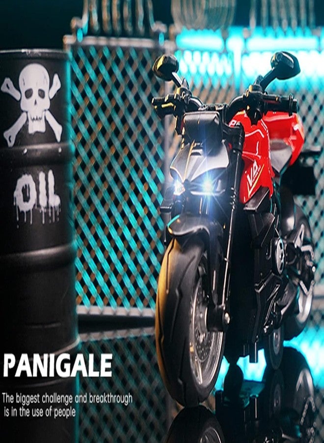 PLUSPOINT Diecast Motorcycle Toy Ducati Bike Scale Model,Pull Back Vehicles Alloy Simulation Superbike with Lights and Sound Also for Car Dashboard,Kids,Adult - Image 5